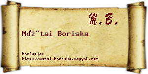 Mátai Boriska névjegykártya